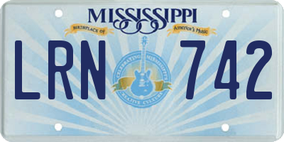 MS license plate LRN742