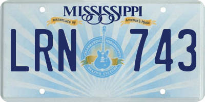 MS license plate LRN743
