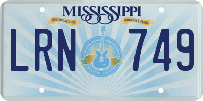 MS license plate LRN749