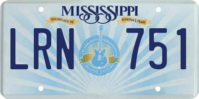 MS license plate LRN751