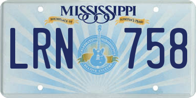 MS license plate LRN758
