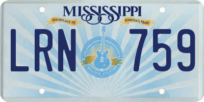 MS license plate LRN759