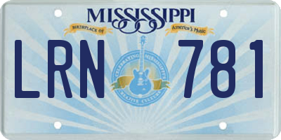 MS license plate LRN781