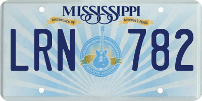 MS license plate LRN782