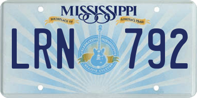 MS license plate LRN792