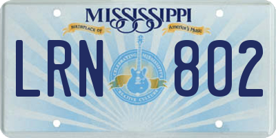 MS license plate LRN802