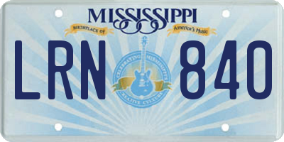 MS license plate LRN840