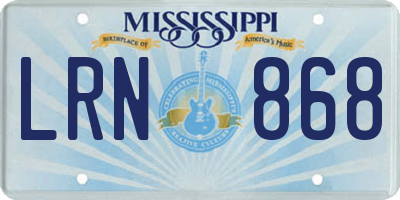 MS license plate LRN868