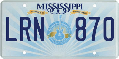 MS license plate LRN870