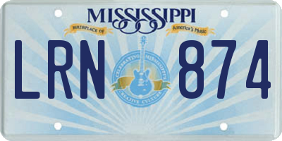 MS license plate LRN874
