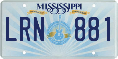 MS license plate LRN881