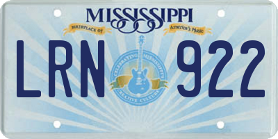 MS license plate LRN922
