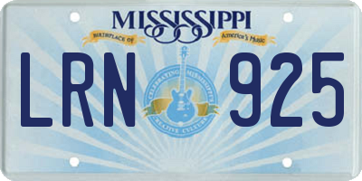 MS license plate LRN925