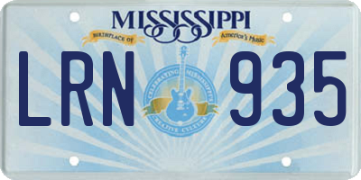 MS license plate LRN935