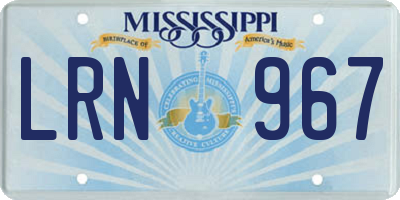 MS license plate LRN967