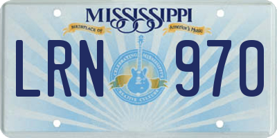 MS license plate LRN970