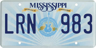 MS license plate LRN983
