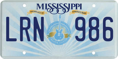 MS license plate LRN986