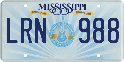 MS license plate LRN988