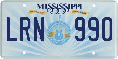 MS license plate LRN990