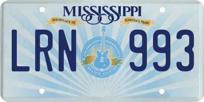 MS license plate LRN993
