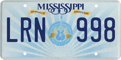 MS license plate LRN998
