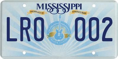 MS license plate LRO002