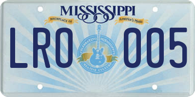 MS license plate LRO005