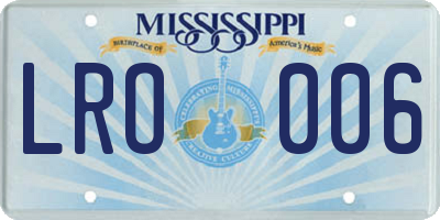 MS license plate LRO006