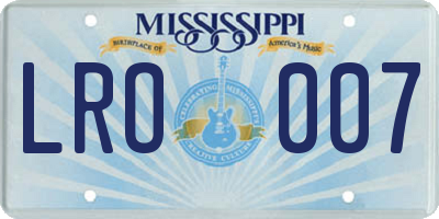 MS license plate LRO007