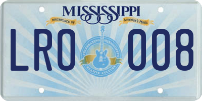 MS license plate LRO008