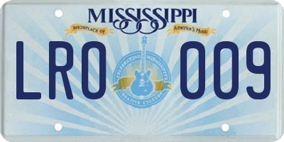 MS license plate LRO009