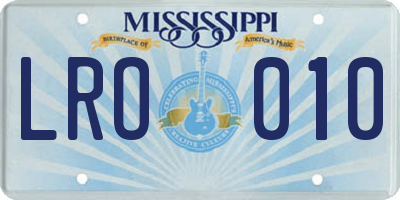MS license plate LRO010