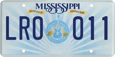 MS license plate LRO011