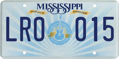 MS license plate LRO015