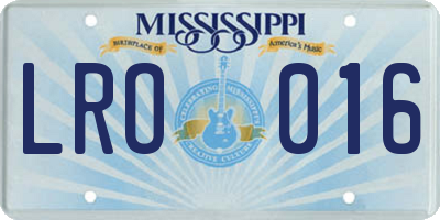 MS license plate LRO016