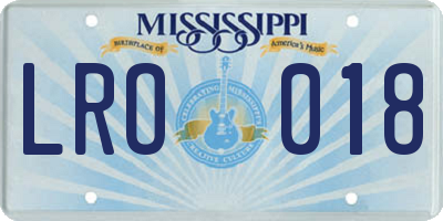MS license plate LRO018