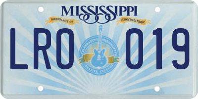 MS license plate LRO019