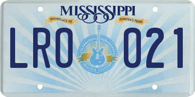 MS license plate LRO021