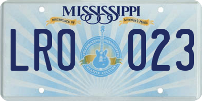 MS license plate LRO023