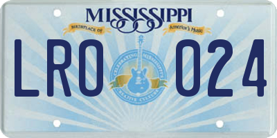MS license plate LRO024