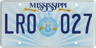 MS license plate LRO027