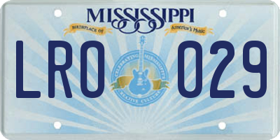 MS license plate LRO029