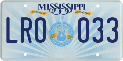 MS license plate LRO033