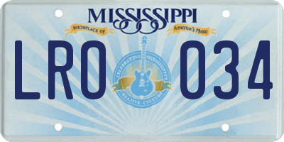 MS license plate LRO034
