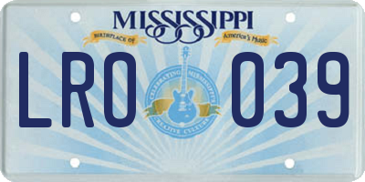 MS license plate LRO039