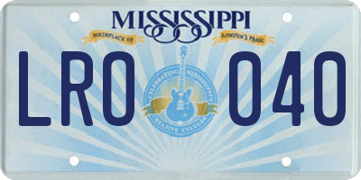 MS license plate LRO040