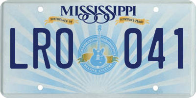 MS license plate LRO041