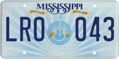 MS license plate LRO043