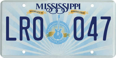 MS license plate LRO047